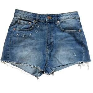 H&M Coachella Daydreamer Star Button Up Shorts Raw Hem Women’s Size 6 Raw Hem‎